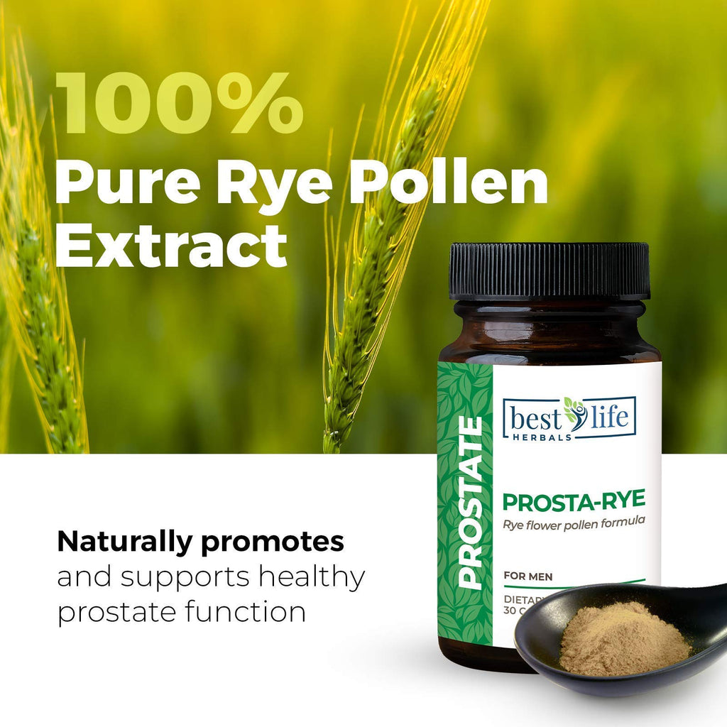 Best Life Herbals Prosta-Rye - Natural Prostate Supplement for Men Experiencing an Enlarged Prostate, Frequent Urination, Overactive Bladder - 4 Bottles, 120 Capsules