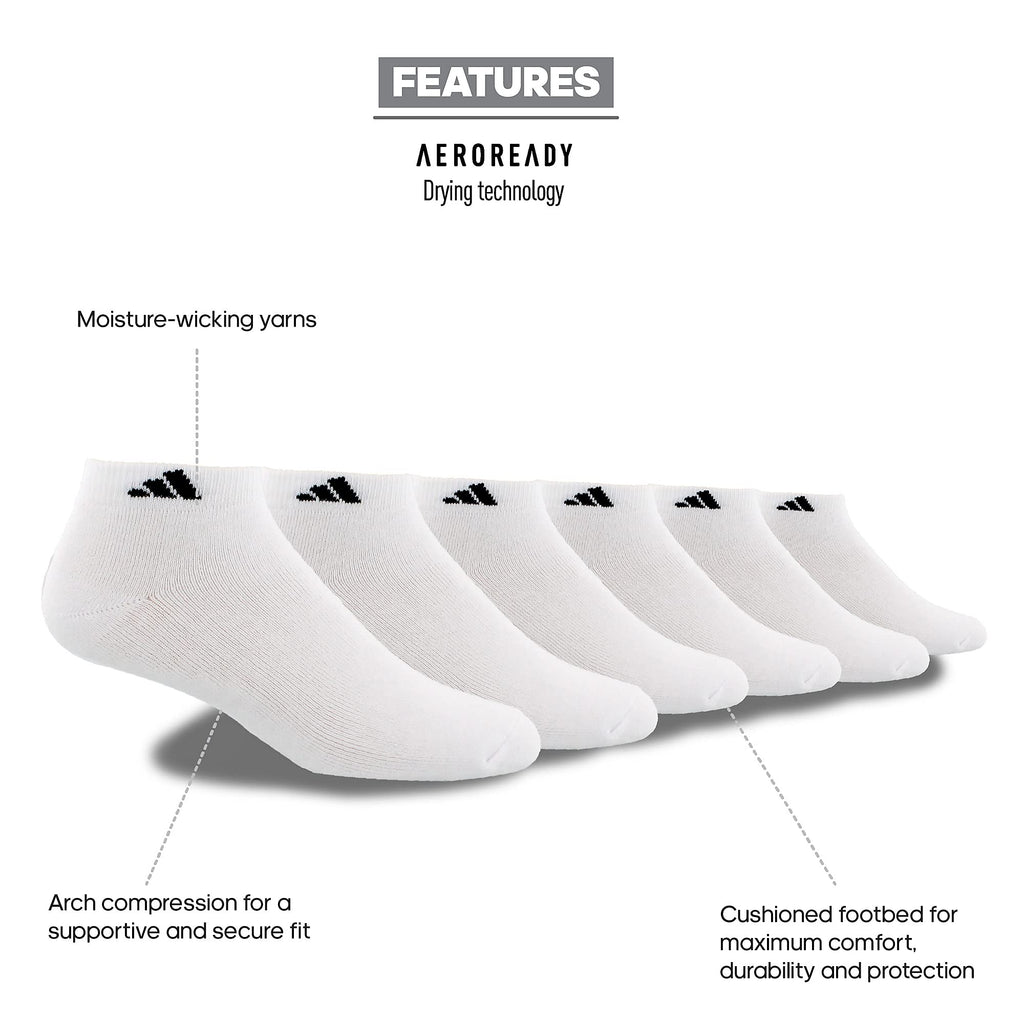 adidas Men's Athletic Cushioned Low Cut Ankle Socks 6 Pairs
