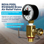 RV40600 (98209800) Brass Air Relief Valve | Compatible with Pool Filter Systems - FNS, Clean and Clear, Quad DE, 4000 Series Filters I Essential Pool Maintenance Accessory, Yellow/Black