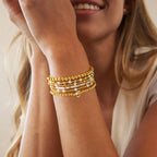 Turandoss 18K Gold Plated Beaded Initial Bracelet for Women Jewelry Gifts