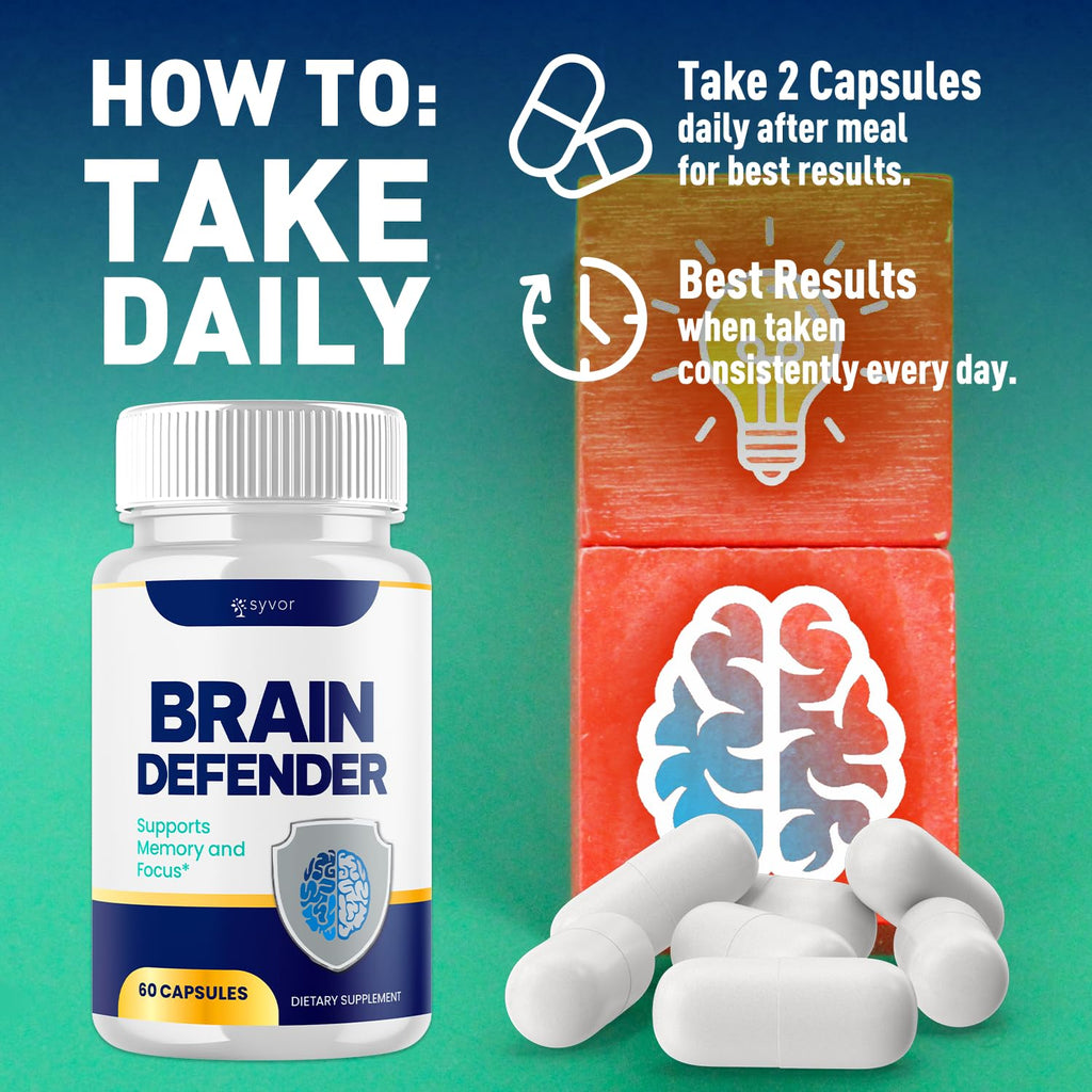 (2 Pack) Brain Defender Supplement Pills, Official Brain Defender Advanced Formula Nootropic Capsules, All Natural Health and Wellness Support Formula Maximum Strength Braindefender (120 Capsules)