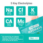 TRULABS Hydrate Electrolyte Drink Mix – Peach Mango Flavor, Sugar-Free Hydration Packets with 1422 mg Electrolytes & 19 Vitamins & Minerals, Monk Fruit Sweetened, On-the-Go Sticks (16 Count)