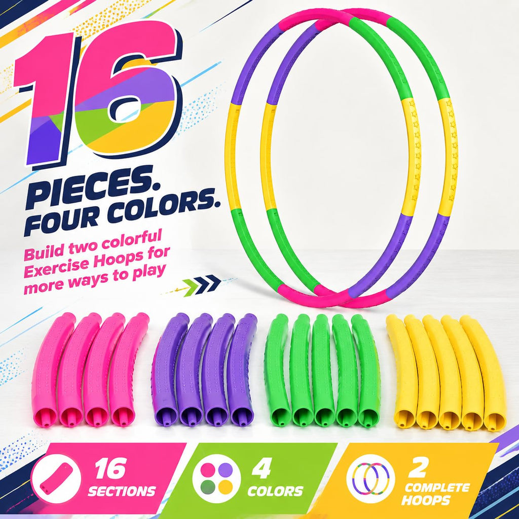 2 Pack Color Hoop - Size & Length Adjustable, Plastic Toys for Kids & Party Games, Gymnastics & Dog Agility Equipment, Christmas Wreath