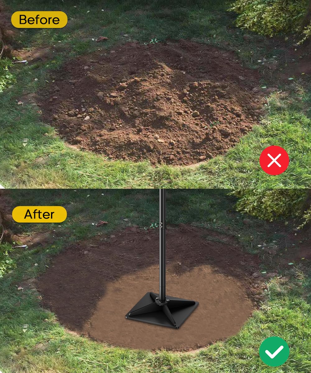 Ansionsol 10" x 10" Heavy Duty Steel Tamper with 44.7 inch Adjustable Handle & Rubber Grip, Thickened Steel Garden Dirt Tamper Tool for Ground & Gravel Leveling, Soil Tamper for Yard, Sand, Driveway