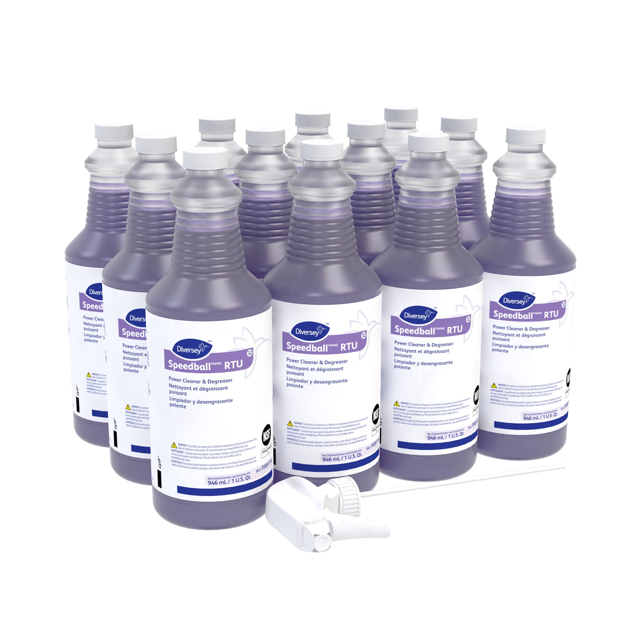 Diversey Speedball Power Cleaner & Degreaser, RTU Spray, 32 oz, 12 Pack