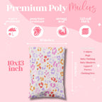 Pretty Package Store 10x13 Designer Poly Mailer 100 Pack Heavy Duty Waterproof Self Seal Shipping Bags for Small Business Large Mailing Envelopes Bulk Tear Resistant Cute Packaging Preppy Leopard