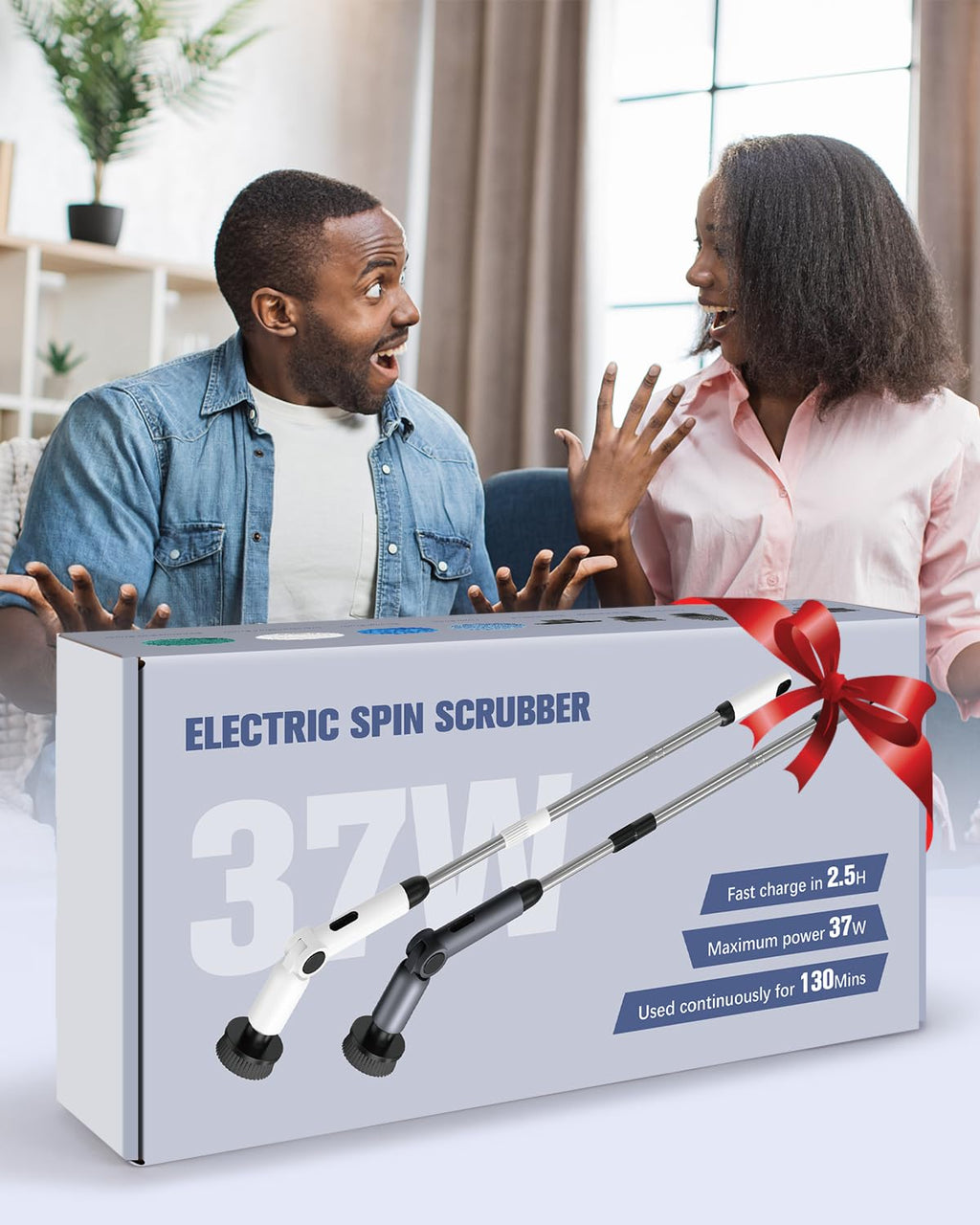 Electric Spin Scrubber, [IPX8 Waterproof ] [50KG Torque]- Gray