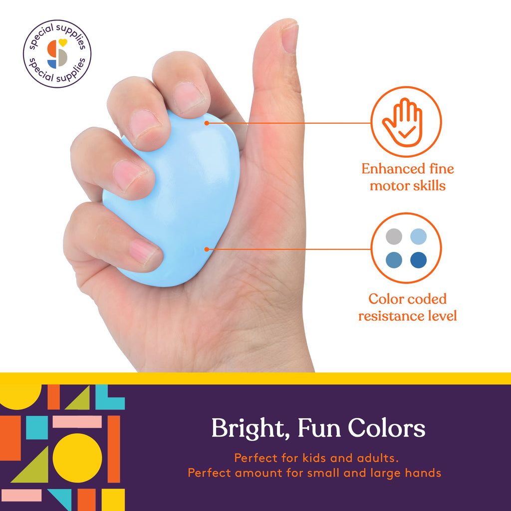 Special Supplies Therapy Putty for Kids and Adults - Resistive Hand Exercise Stress Relief Therapy Putty Kit, Set of 4 Strengths, Three Ounces of Each Putty (Ocean Colors)