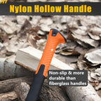 X17 Wood Splitting Axe, 24” Camping Outdoor Hatchet for Wood Splitting and Kindling, Forged Carbon Steel Heat Treated Hand Maul Tool, Nylon Hollow Handle Shock Reduction Handle