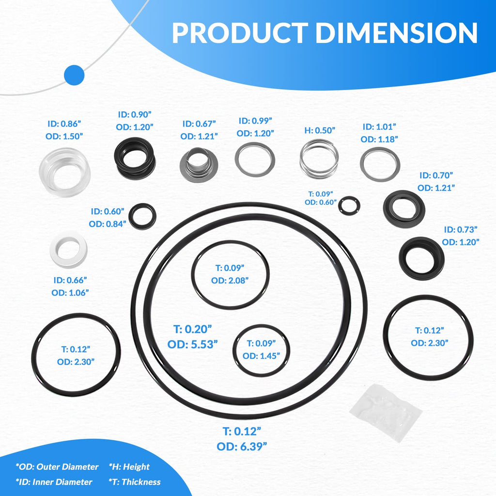 usvehj Replace for Hayward SP1580 Pump Seal Kit O-Ring Seal Gasket Rebuild Repair Kit Complete Pump Rebuild Repair Kit Fit for Hayward Power-Flo LX, SP1580 Series Pumps