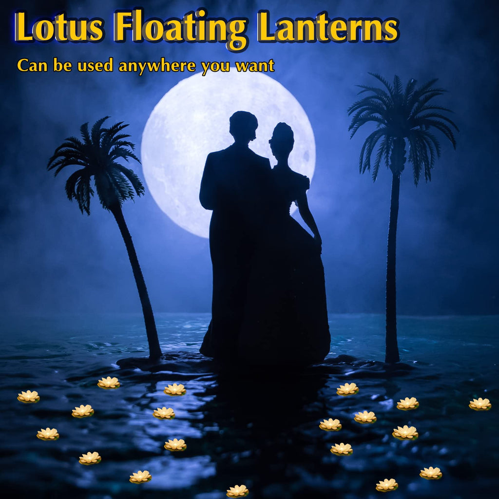 Liliful 36 Pcs Floating Lights Lotus Floating Lanterns Artificial Lily Pads with LED Lights Battery Operated for Pool Party Garden & Pond Summer Decoration (3.94 Inch,White)
