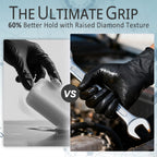 PROMEDIX P Heavy Duty Nitrile Gloves with Diamond Texture 8 Mil Non-Medical Disposable Glove Latex Free Powder Free Industrial -Black,L