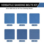 Aolabela 4x24 Inch Sanding Belts 18 Pcs 6 Grits Sizes (3 Each of 60/80/120/150/240/400 Grits) Heavy Duty Belt Sander Zirconia Belt Sander Paper for Wood, Metal, Stainless Steel, Cars, and Furniture