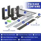 Goovilla Shelf Bracket, Heavy Duty Floating Shelf Brackets 4 inch Long, 4 Pack Brackets for Shelves, Black Coated Metal Wall Shelf Support Brackets with 1/5 Inch Thick and 160 lb. Load Capacity