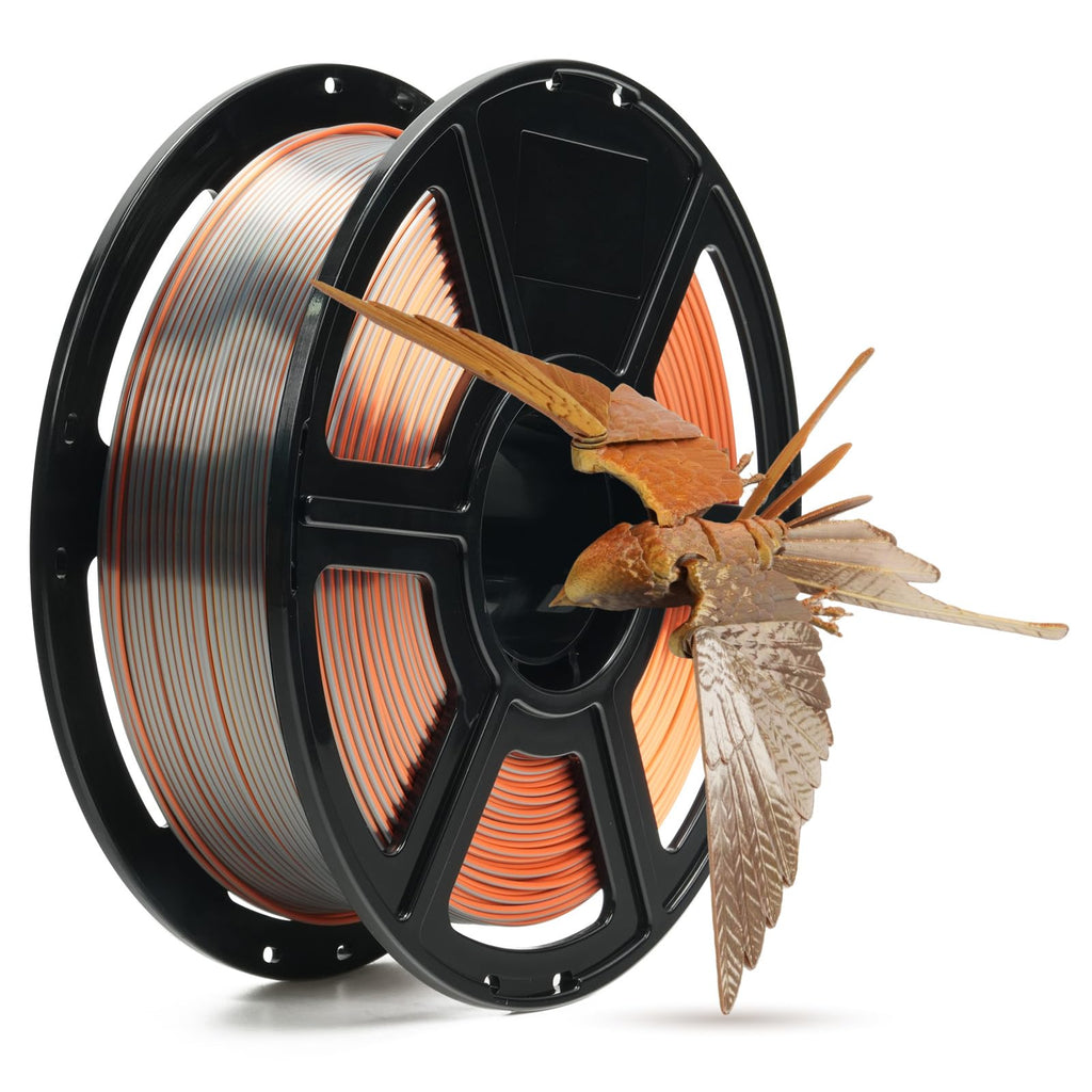 FLASHFORGE Silk Tri-Color Filament, Gold, Silver and Copper 3 in 1 Coextrusion Silk PLA Filament 1.75mm, 3D Printer Filament Color Change 1kg(2.2lbs) Spool, Dimensional Accuracy +/- 0.02mm