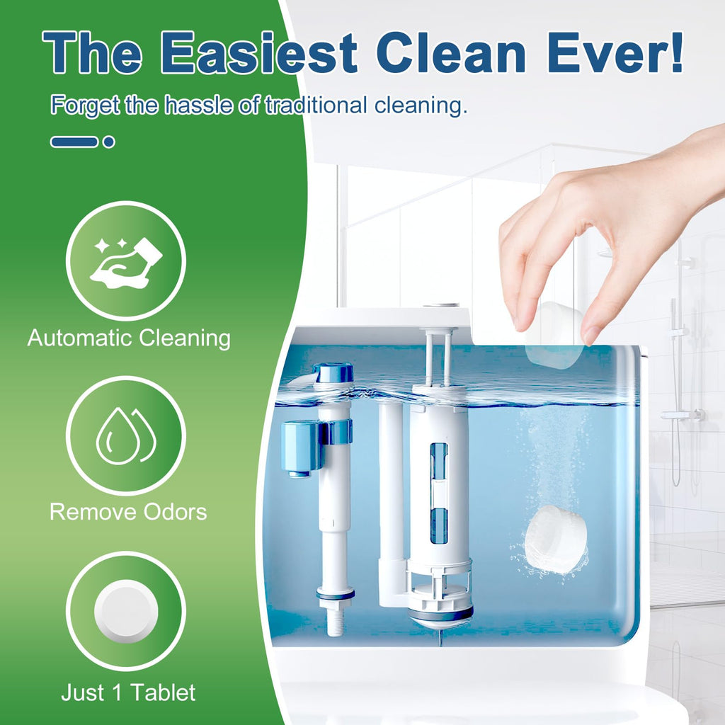 Msvvko Toilet Bowl Cleaners, Bleach Tablets 100 PACK, Automatic Cleaner for Tank, Effectively Eliminate Limescale, Stains & Odor, Continuous Cleaning for Bathroom & Toilet