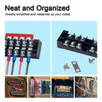 Terminal Block, 8/10/12 Circuit 600V 25A Dual Row Screw Terminal Strip 6Set