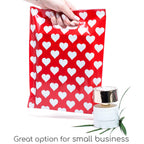 Choice Marts Red Merchandise Bags With White Hearts 100 Count 9"x12" Size 1.5Mil Thick Glossy Valentine Bags