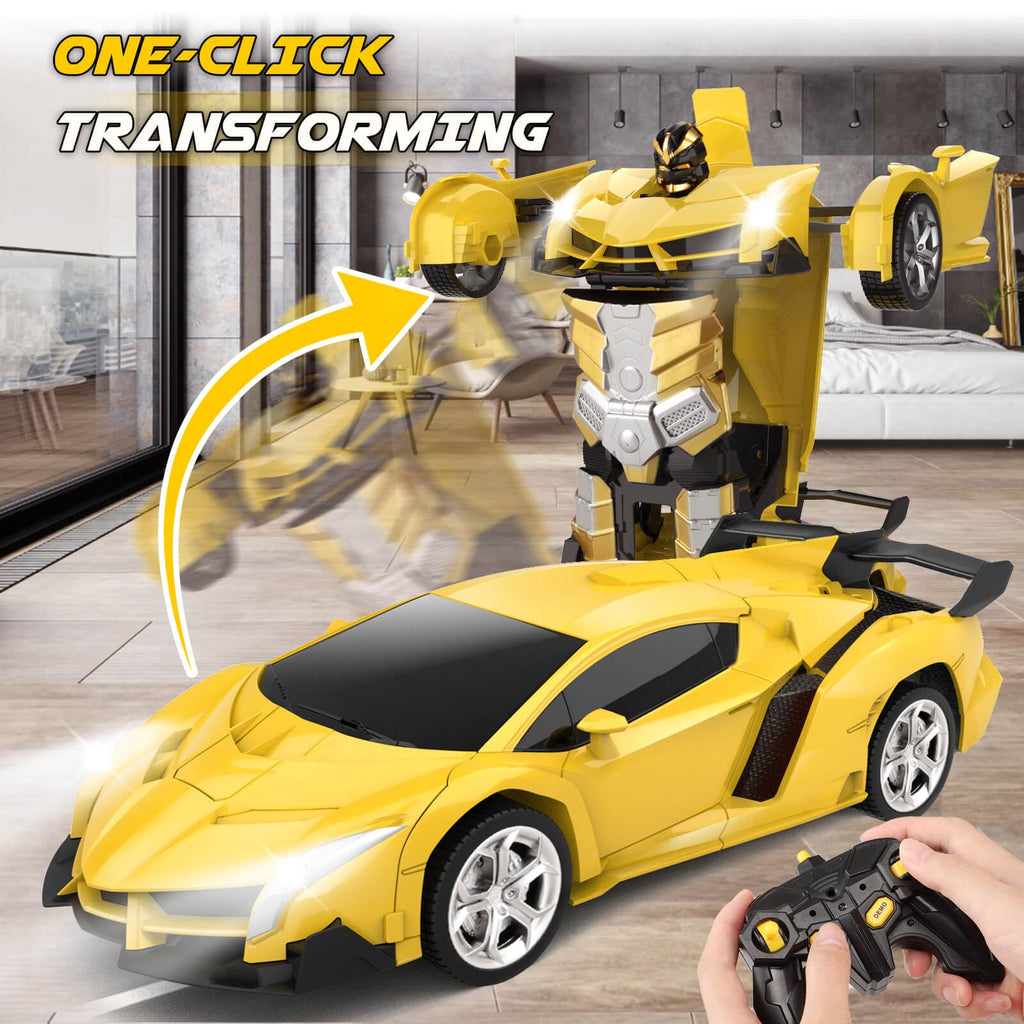 Britik Transform Remote Control Car Toys for Boys 4-6, Drift RC Car Yellow