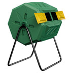 Saicool 43 Gallon Large Dual Chamber Composting Tumbler Outdoor Garden Rotating Compost Bin Tumbling Composter with Sliding Door, Green