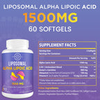 lipmaxmall Liposomal Alpha Lipoic Acid 1500mg - with Acetyl-L-Carnitine 900mg & Ubiquinol 100mg & Vitamin E 15mg，ALA Supplement for Antioxidants Glucose Metabolism Nerve Energy,60 Softgels (2 Bottle)