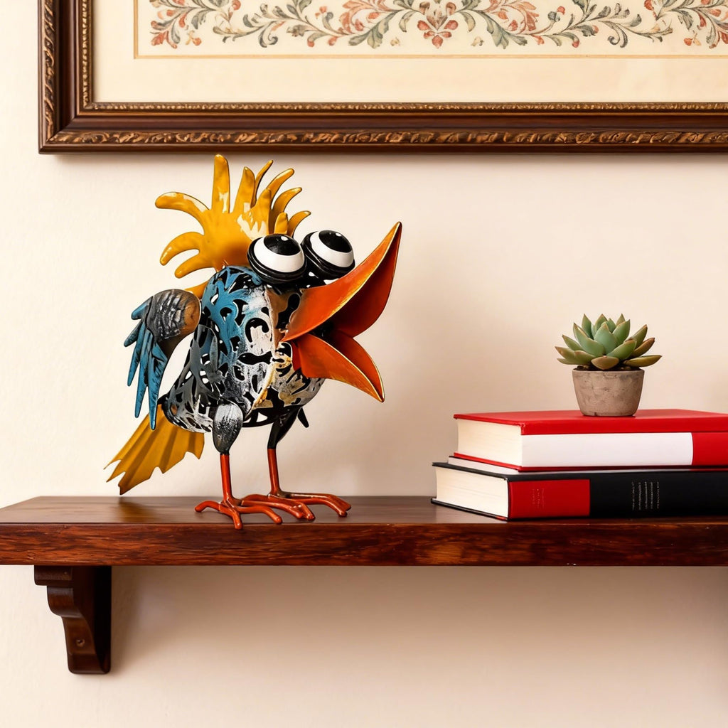Metal Bird Outdoor Decor - 6.5inch Outdoor Metal Art Yard Art Garden Statue
