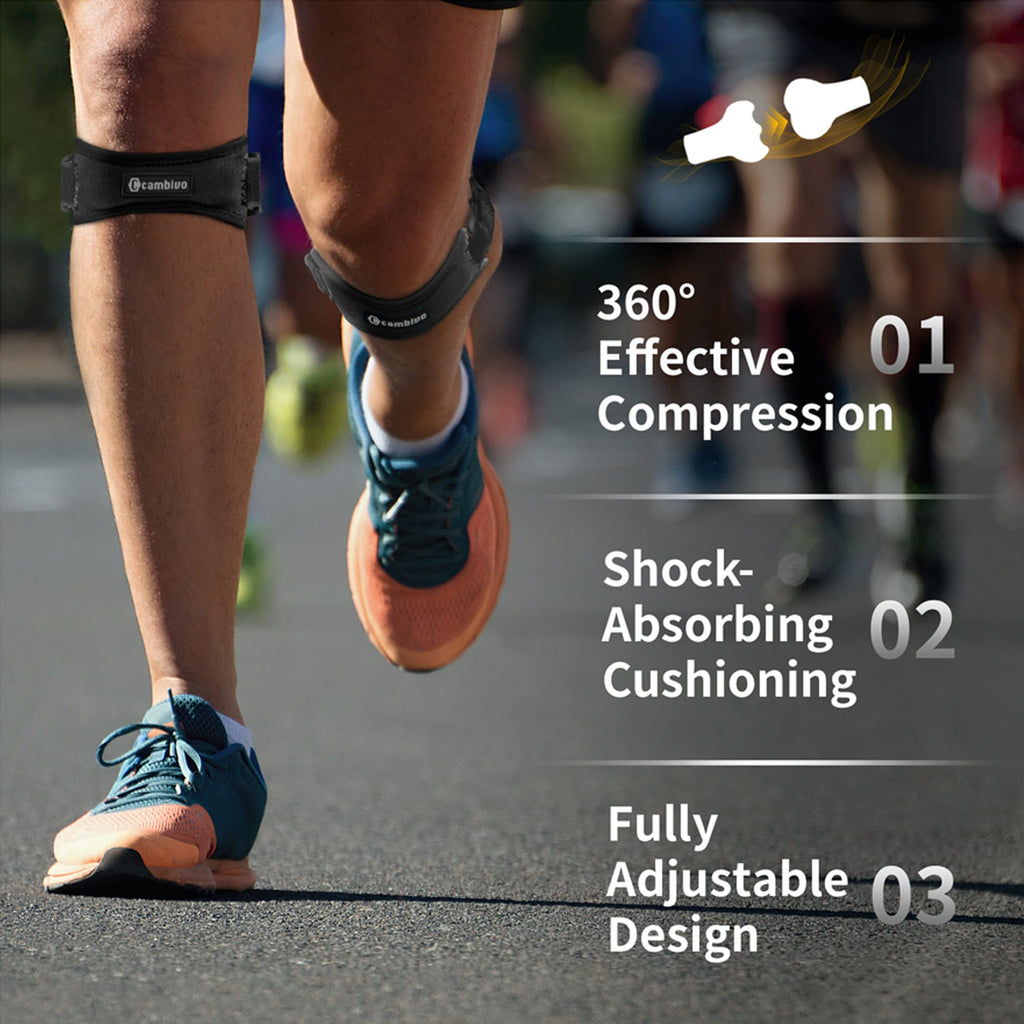 CAMBIVO 2 Pack Patella Knee Strap, Adjustable Knee Brace Patellar Tendon Support Band for Running, Hiking, Volleyball, Jumpers Knee (Pink)