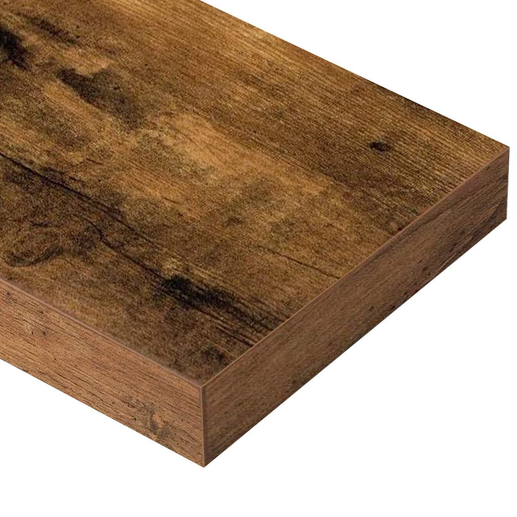 QEEIG Floating Shelves for Wall 39.4" Long - Wall Mounted Shelf Bathroom Kitchen Living Room Bedroom Farmhouse Home Decor Display Bookshelf Large 39.4 x 9.3 inch Set of 2, Rustic Brown (008-100BN)