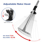 PEAKCLOUDS Adjustable Metal-Leaf Rake with Telescopic Handle - Lawn & Garden Tool for Grass, Leaves & Shrubs - Heavy Duty Yard Rake for Adults, Women & Kids