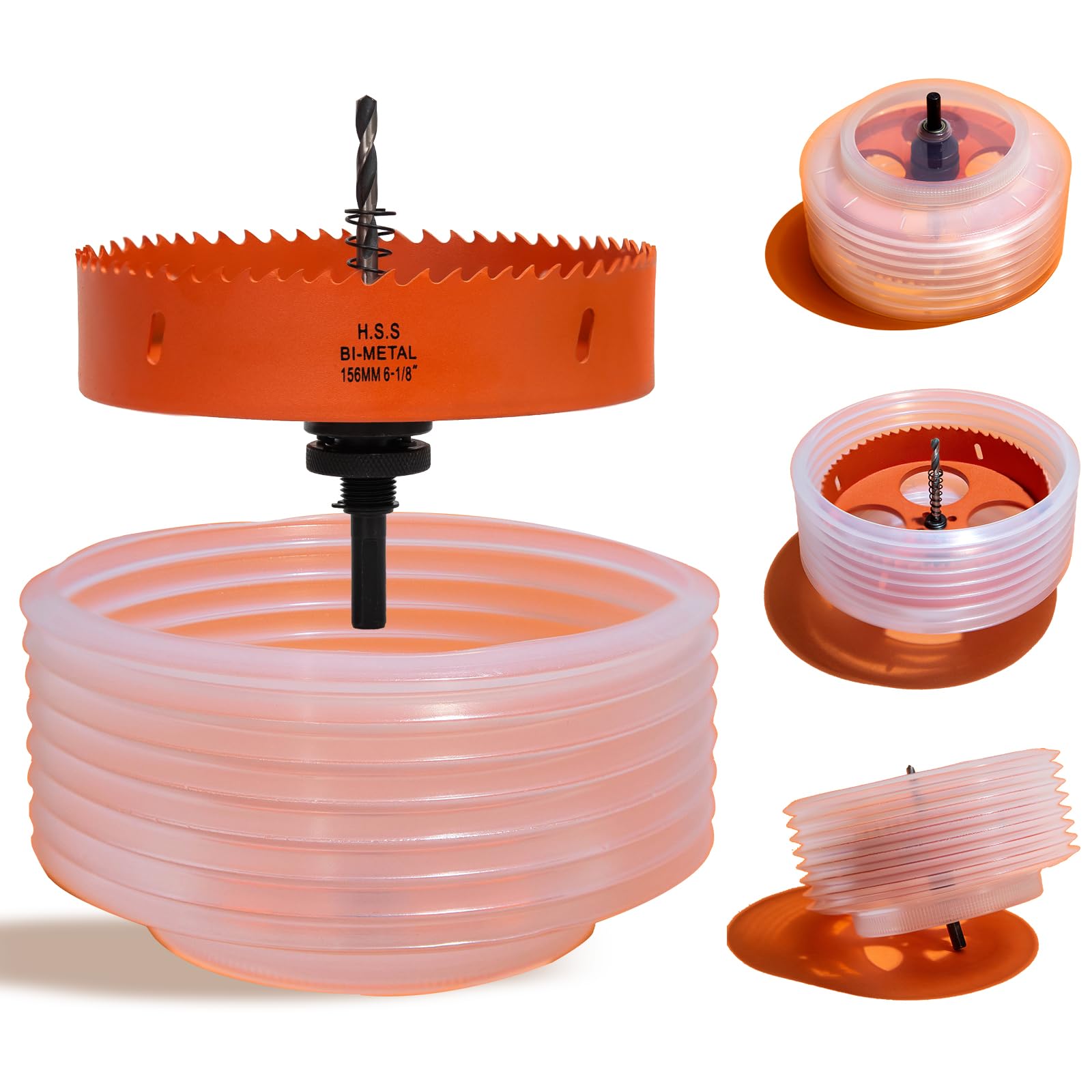 VIKITON 6-1/8 Hole Saw for Recessed Lights, 6.1 Inch Hole Cutter with Dust Bowl Catcher for Led Recessed Lighting 6 Inch and Wood Metal Drywall, Bi-Metal Construction