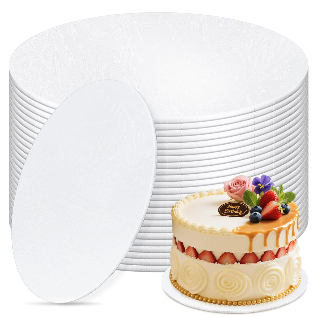 24 PCS Cake Boards 14 Inch Round, 14 Inch Cake Drums, 1/4" Thick Cake Drum, Cake Board Food Grade Cake Base, White Cake Cardboard Circles Bases para Pasteles for Wedding & Party & Pizza Desserts