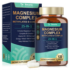 25-in-1 Magnesium Complex with Methylated B Complex, 120 Vegan Capsules per Bottle, 2 Bottles