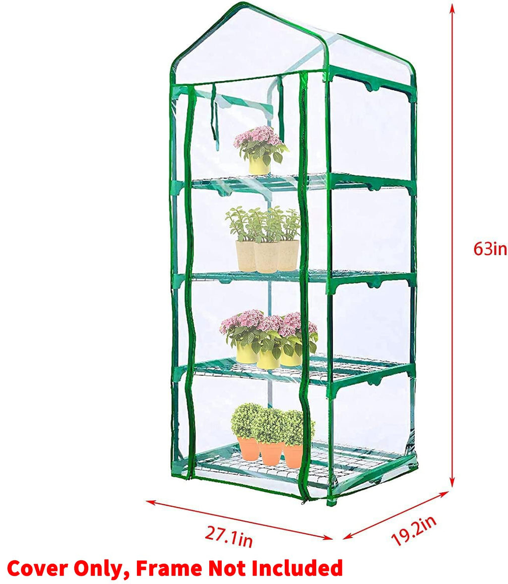 4 Tier Roll-Up Greenhouse Replacement Cover for Plant-63"x27"x19" Clear PVC