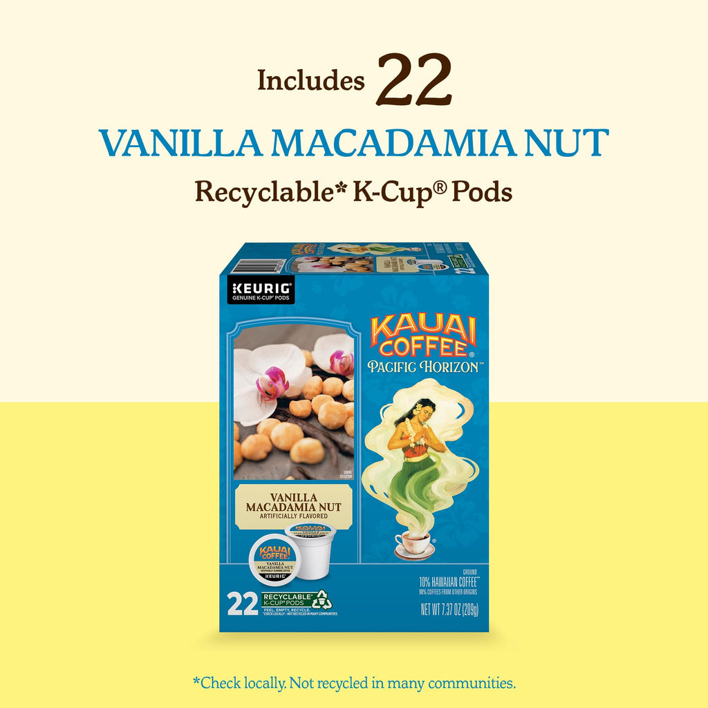 Kauai Coffee K-Cup Pods - Vanilla Macadamia Nut, 22 K-Cup Pods