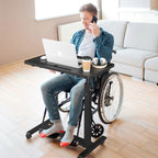 Eocnrhe Adjustable Overbed Bedside Table, Hospital Bed Table with Wheels, Portable Rolling Desk, Mobile Small Standing Desk, Rolling Laptop Stand, Computer Cart