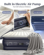 VOSSER Air Mattress Queen with Built-in Pump, Blow up Bed,18" Raised