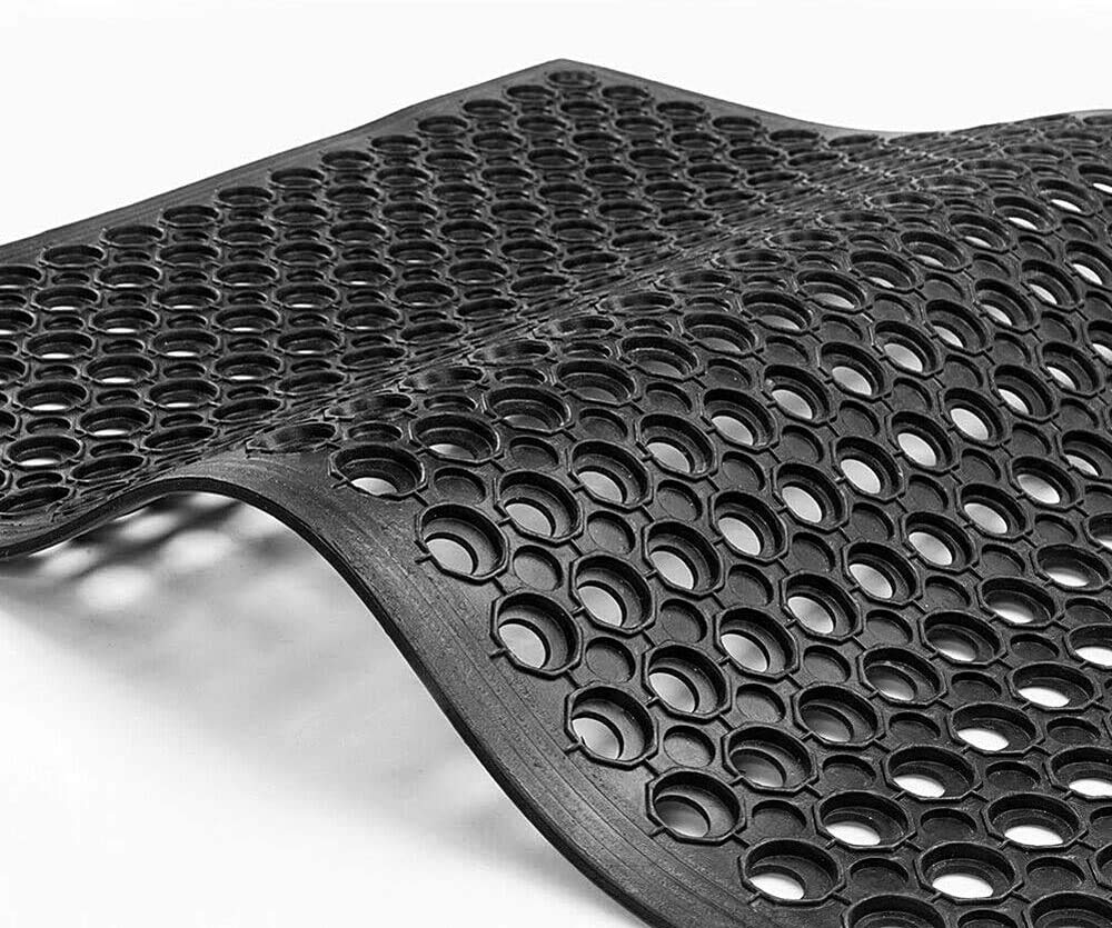 tonchean Rubber Floor Mat with Drainage Holes 83x36x0.4in Anti-Fatigue Mat