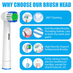 Replacement Toothbrush Heads Compatible with Oral-B Braun, 4 Pcs Professional Electric Toothbrush Heads Brush Heads for Oral B Replacement Heads Refill Pro 500/1000/1500/3000/3757/5000/7000/7500/8000