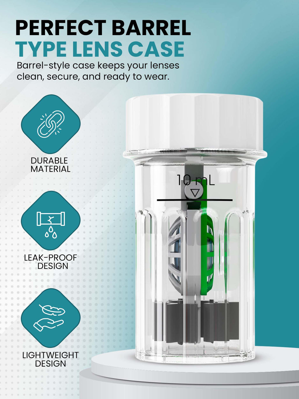 SPORTS WORLD VISION Hydrogen Peroxide Contact Lens Case (3 Pieces) Easy to Carry | Vent Built into Cap | Universal Protective Case, Barrel Shaped Contact Lens Cleaning Container for Everyday Use