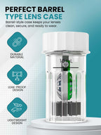 SPORTS WORLD VISION Hydrogen Peroxide Contact Lens Case (3 Pieces) Easy to Carry | Vent Built into Cap | Universal Protective Case, Barrel Shaped Contact Lens Cleaning Container for Everyday Use