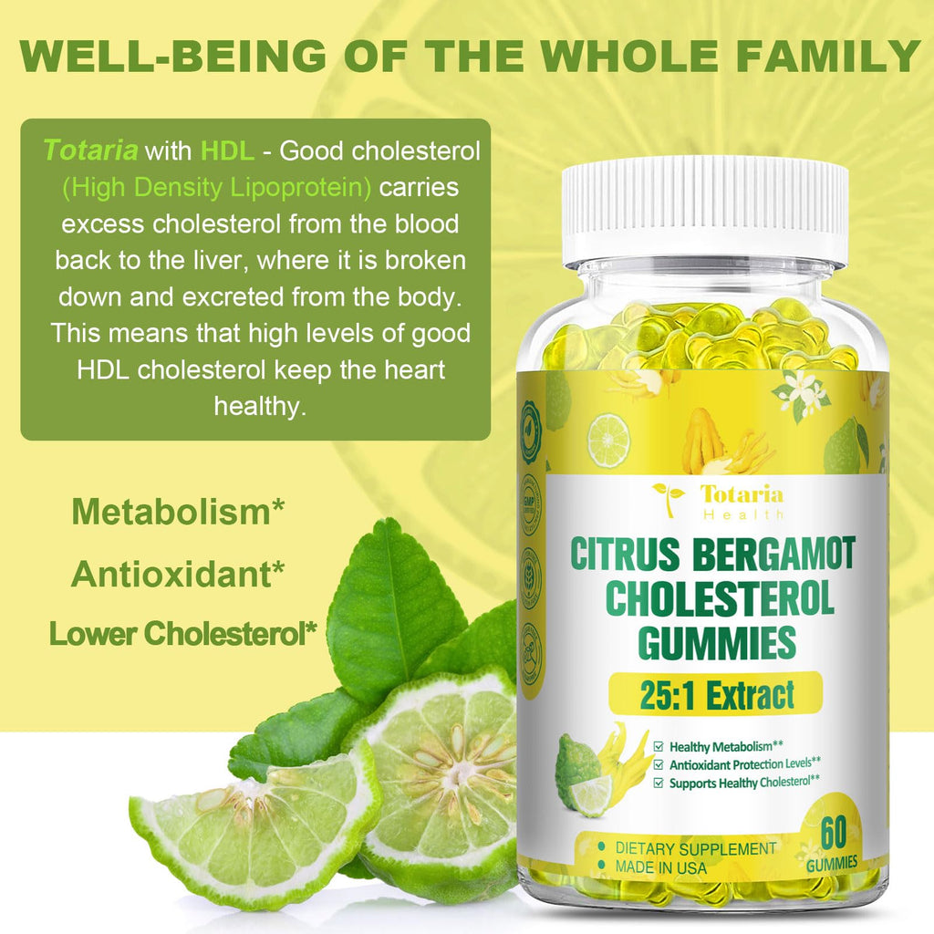 Sugar Free Citrus Bergamot Gummies - All Natural Supplements 25:1 Extract from Italian Bergamot Supplement for Healthy Anti-Aging Sugar-Free Vegan