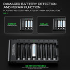 POWEROWL 8 Bay AA AAA Battery Charger, USB High-Speed Charging, Independent Slot, for Ni-MH Rechargeable Batteries, No Adapter