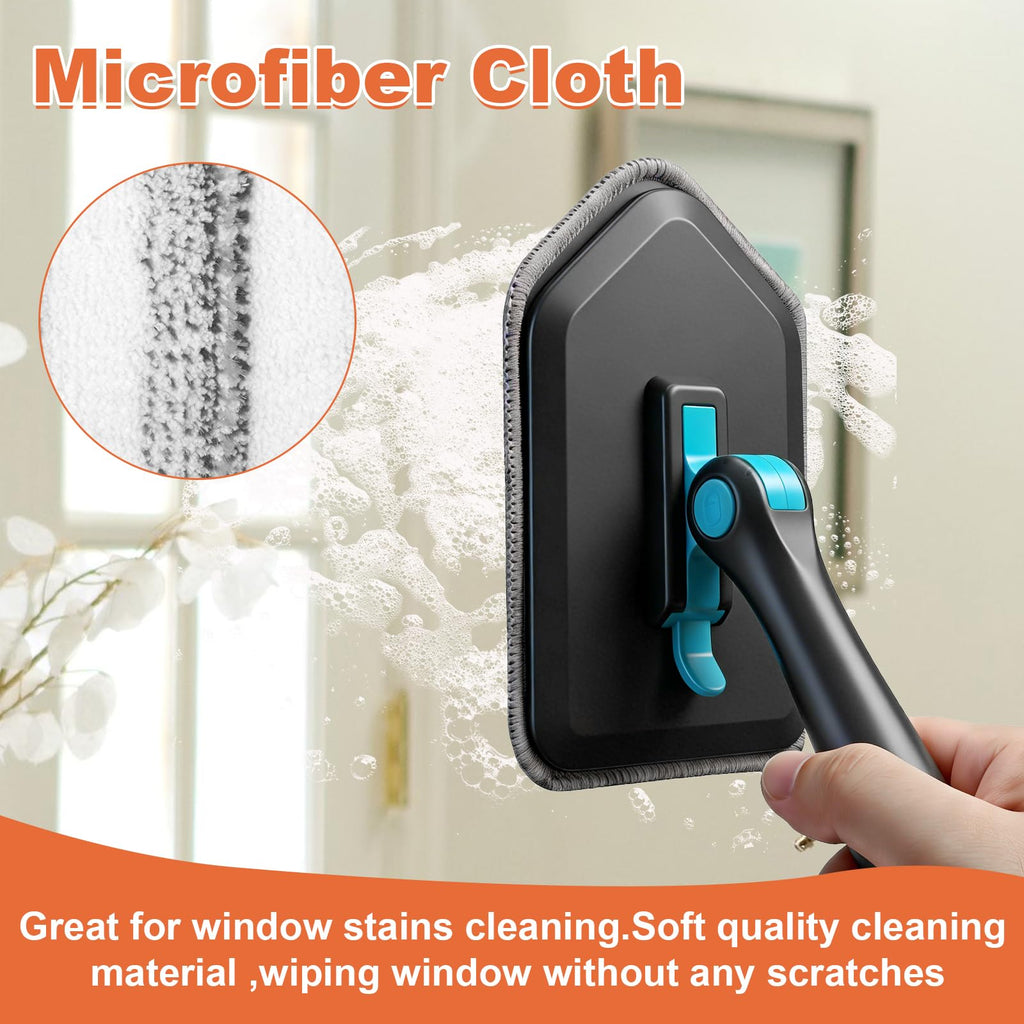 Long Handled Scrub Brush for Shower,3-in-1 Cleaning Brushes with 3 Different Function Cleaning Heads Brush for Shower Cleaning Bathroom Kitchen Walls Tub Tile (Black)