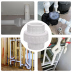 Carvedexquisitely 2" PVC Union Coupling Pipe Fitting (actual diameter 2.37") PVC Adapter Schedule 40(Socket x Socket), EPDM O-Ring, White 2 Pack