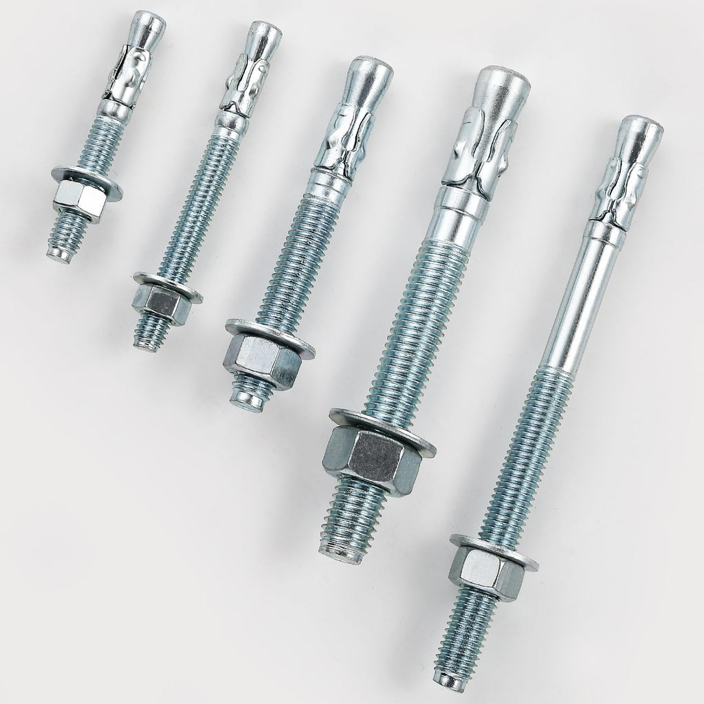 Wensilon 5/16x4" 10Pcs Inch Standard Fasteners for Heavy-Duty Zinc Wedge Anchors for Cement and Concrete