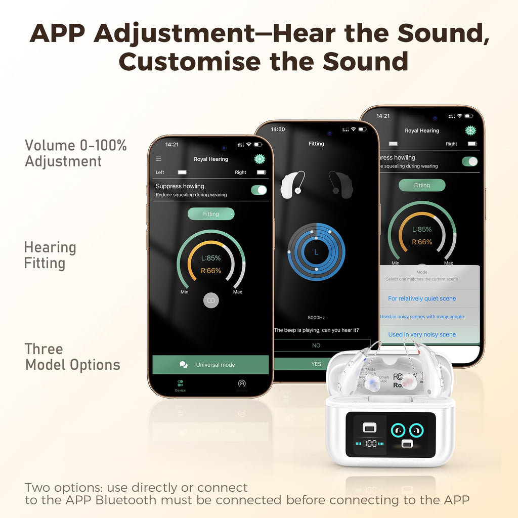 Hearing Aids for Seniors,Hearing Aids with Bluetooth, Rechargeable Hearing Aids with LED Digital Display, FSA&HSA Eligible, Intelligent Noise Cancellation, 5 Levels of Volume Adjustment, Hearing Amplifiers with APP, Easy to Use and Clear Sound