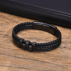 VNOX Personalized Name Dad Bracelet Giftsfor Men,Braid Leather Bracelets with 7 Custom Beads Name Bracelet for Husband Father Grandpa, Birthday Father's Day for Dad from Daughter Wife Son