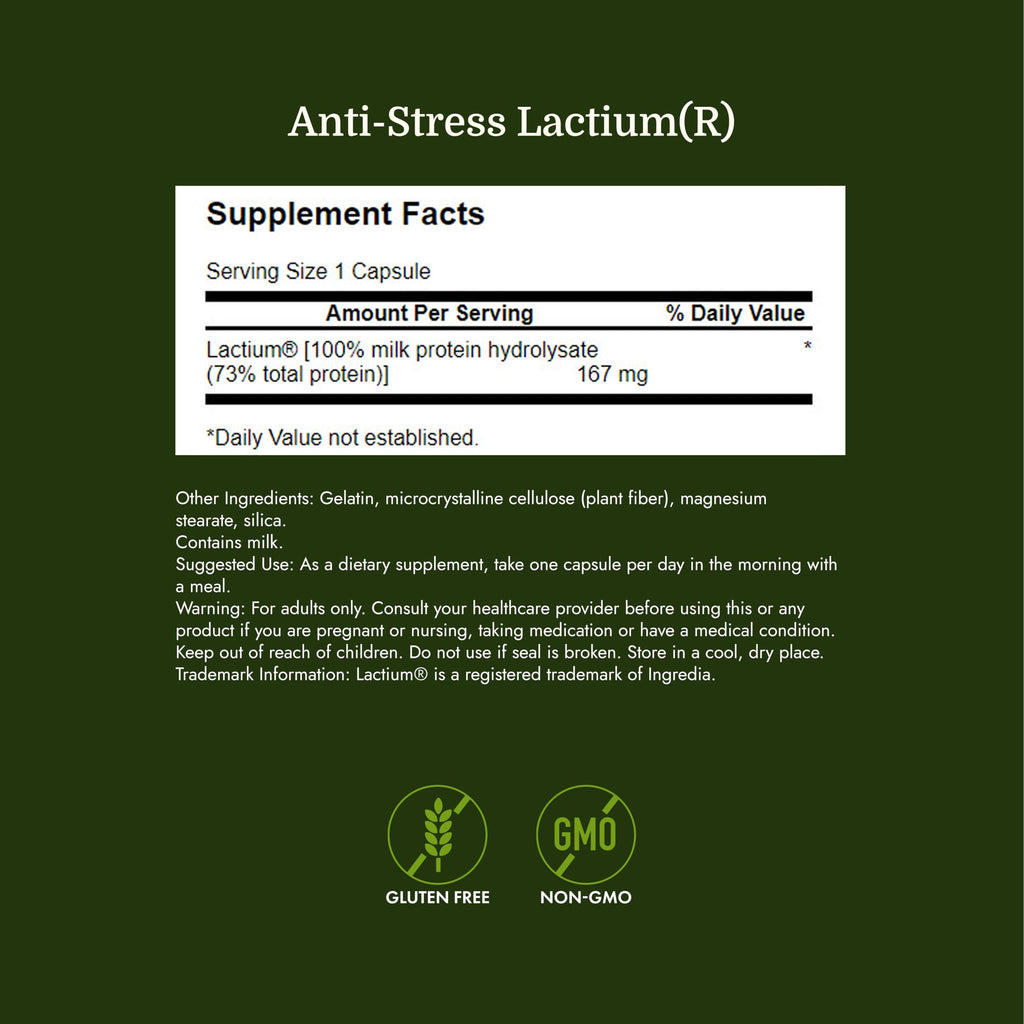 Swanson Women's Anti-Stress Formula (Lactium) - Helps Counter Stress, Promotes Relaxation and Sleep Support - (60 Capsules, 167mg) 1 Pack