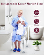 Fvzzin Swivel Shower Chair, 360° Non-Slip Shower Seat with Backrest for Elderly and Disabled, Height Adjustable Rotating Tub Transfer Bench for Seniors Bathroom Inside Shower(White)