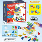 Gdaytao 64 Pcs Stacking Tower Game with 22 Cards, Balance Building Blocks